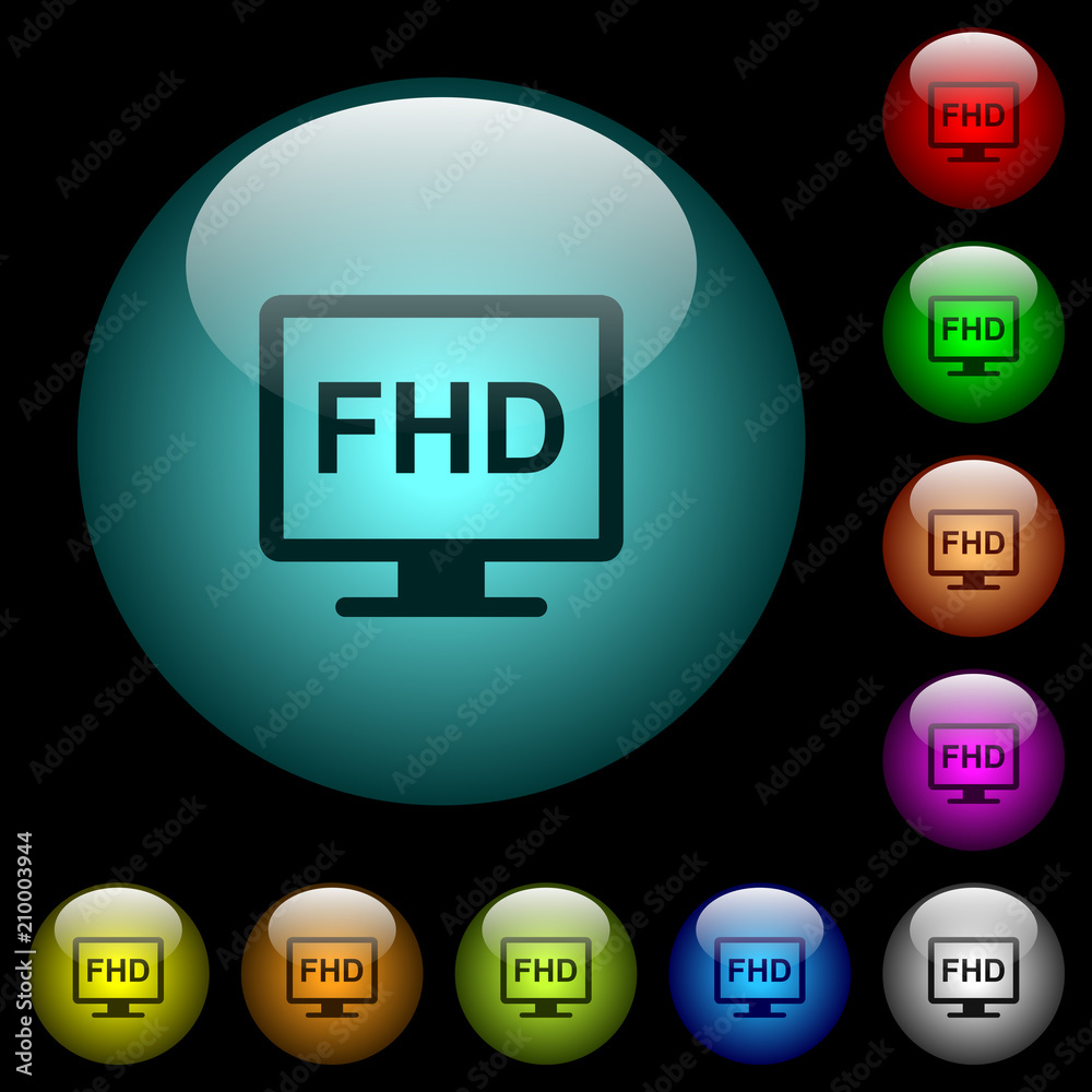 Full HD display icons in color illuminated glass buttons Full HD display icons in color illuminated glass buttons