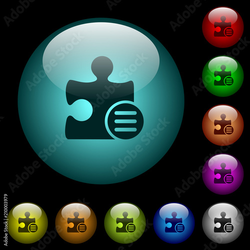 Plugin options icons in color illuminated glass buttons