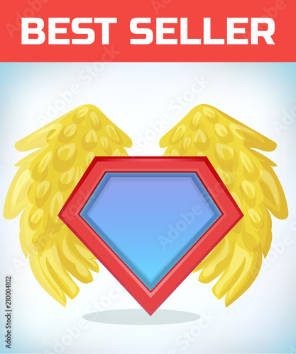 Superhero icon - Superhero logo. Super hero shield with angel wings. Masquerade costume. Carnival or Halloween Cartoon Vector illustration