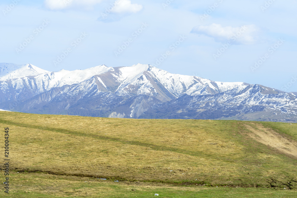 View of the mountains of the Greater Caucasus, Georgia. This is the main chain of the Caucasus mountains.