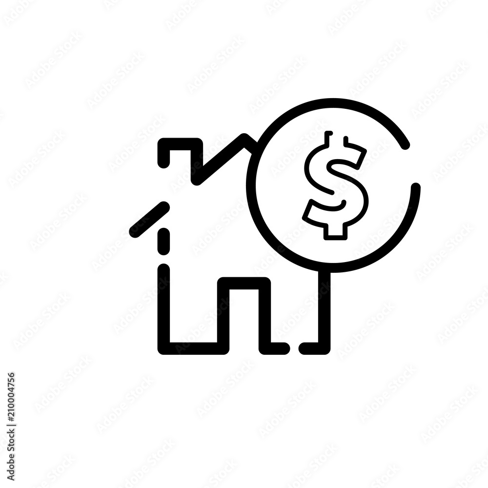 icon of a house with a dollar coin. concept of selling a house icon of a house with a dollar coin. concept of selling a house