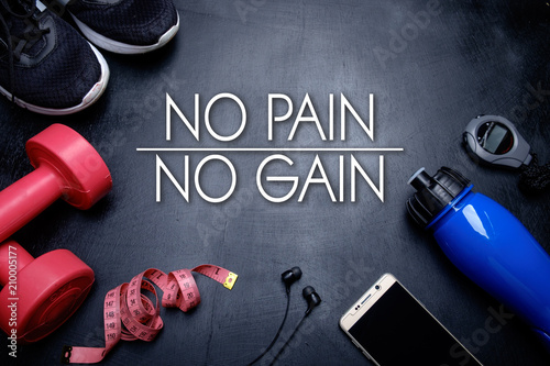 No pain, no gain. Health Fitness motivational quotes.