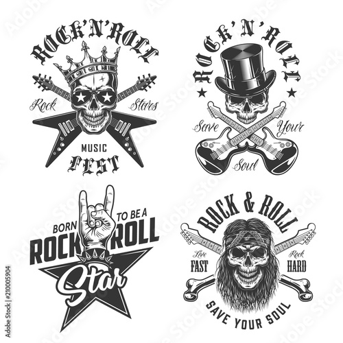 Set of rock and roll emblems