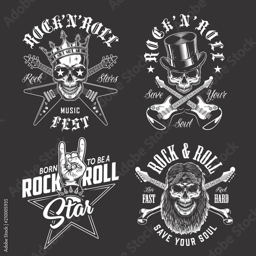 Set of rock and roll emblems