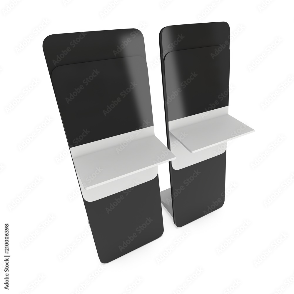 LCD Screen Stand. Trade Show Booth. 3d render of tv info kiosk isolated on white background. High Resolution. Ad template for your expo design. LCD Screen Stand. Trade Show Booth. 3d render of tv info kiosk isolated on white background. High Resolution. Ad template for your expo design.