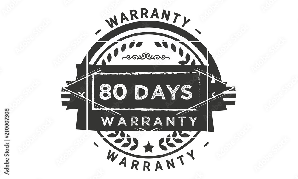 80 days warranty icon vintage rubber stamp guarantee