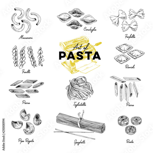 Beautiful vector hand drawn pasta Illustration.