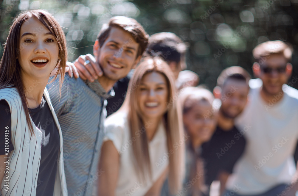 young woman and a group of friends