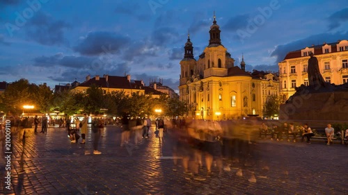 Timelapse of Sunset over St Nicholas Church, Old Town, Prague