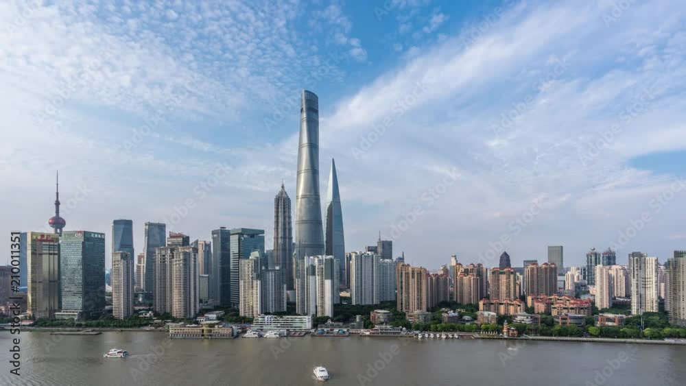 timelapse of panoramic shanghai city skyline timelapse of panoramic shanghai city skyline