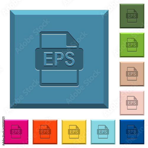 EPS file format engraved icons on edged square buttons