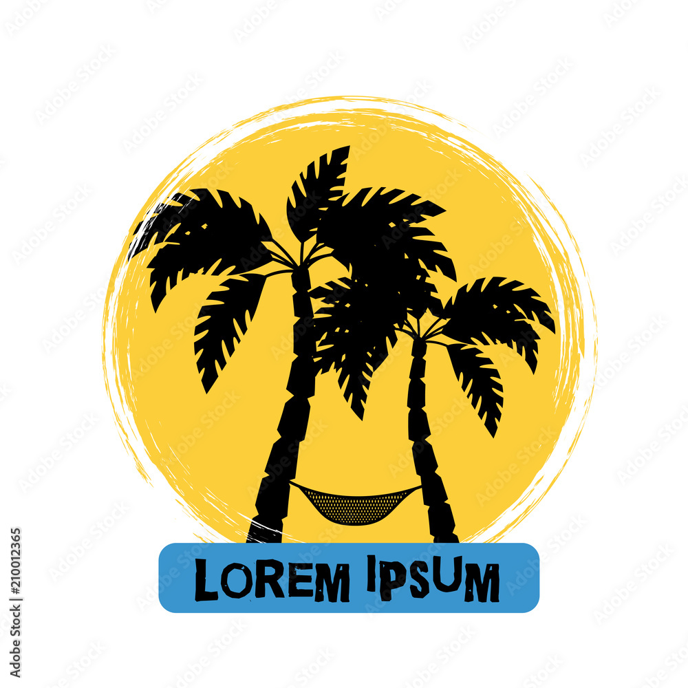 Obraz premium Palm tree grunge logo emblem