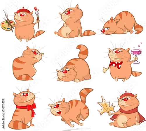 Set of Cartoon Illustration. A Cute Cats for you Design