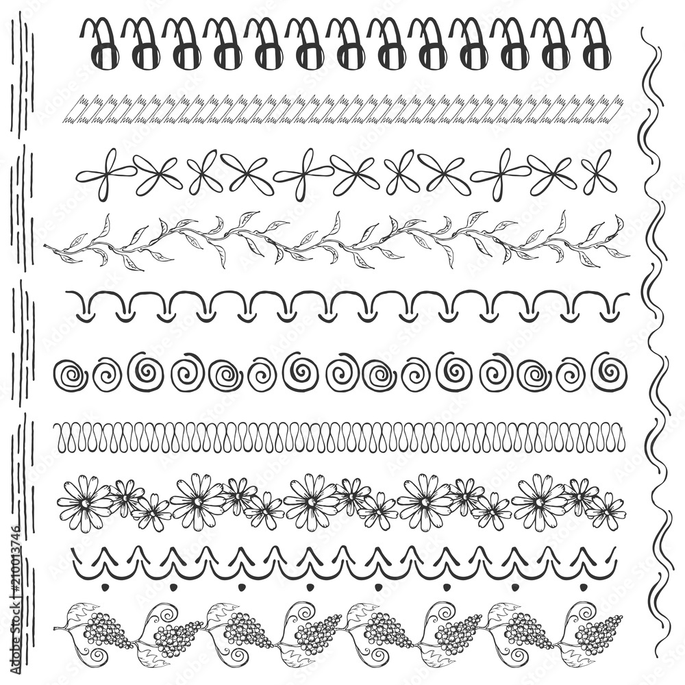 Set with Isolated Black Hand Drawn Design Elements Set with Isolated Black Hand Drawn Design Elements