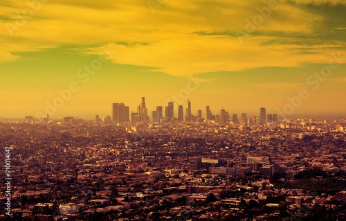 Sunrise over downtown Los Angeles.