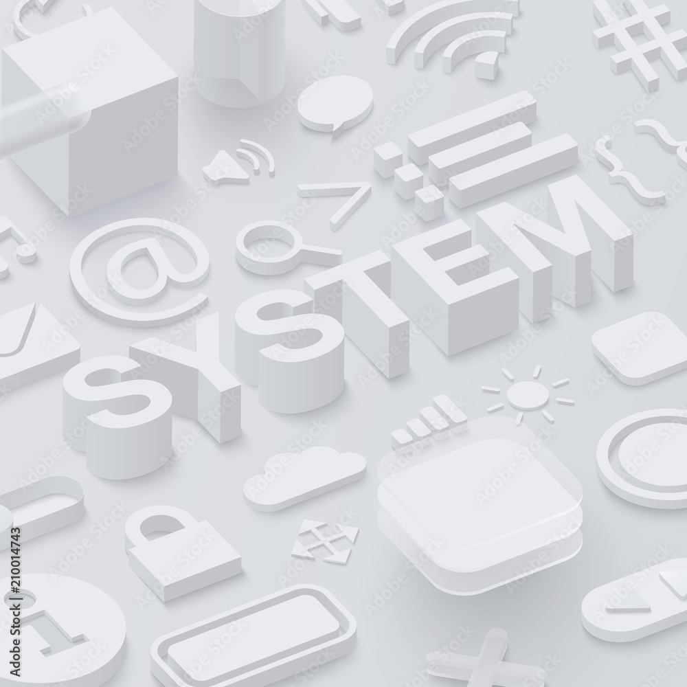 Grey 3d system background with web symbols. Grey 3d system background with web symbols.
