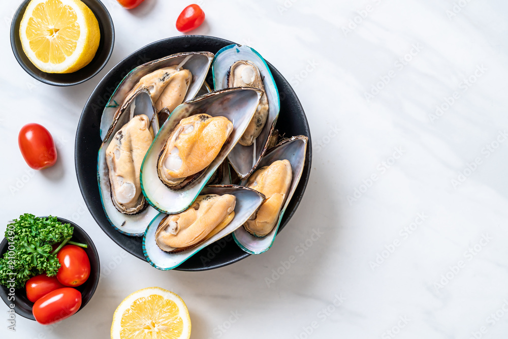 fresh mussel on bowl fresh mussel on bowl
