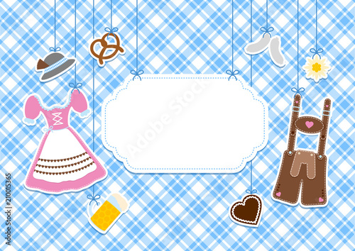 Card Hanging Octoberfest Symbols & Check Pattern Diagonal Label