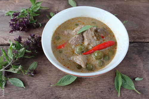green curry with pork in coconut milk thai food