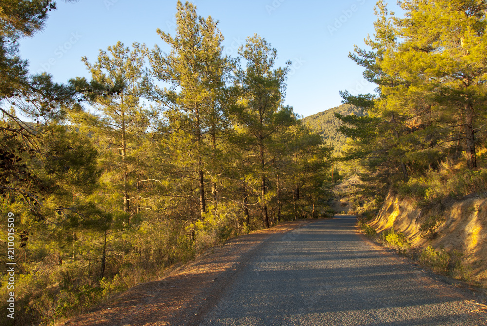 Golden hour and sunset views of the Troodos Mountains, Cyprus