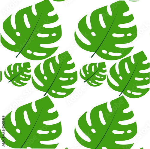 Pattern background of tropical leaves on isolated white background. Exotic st...