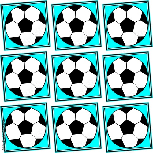 Seamless pattern with a soccer ball in a bright colors with illusion of movement