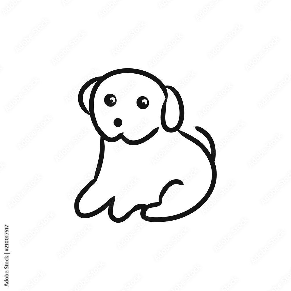 Graphic image of a puppy on a white background, Graphic image of a puppy on a white background,