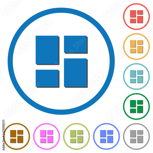 Admin dashboard panels icons with shadows and outlines