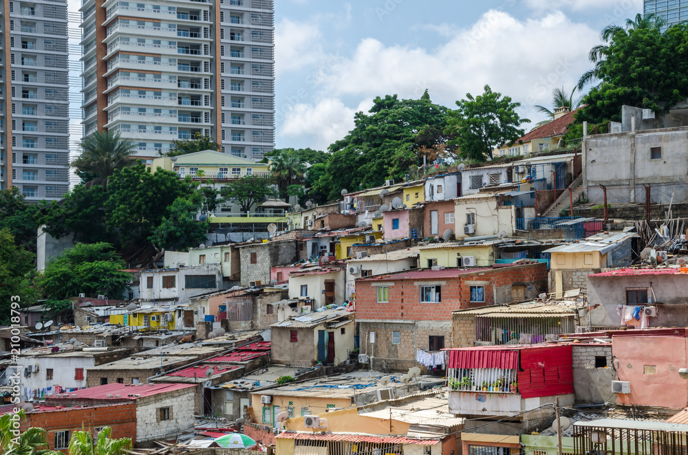 Colorful houses of the poor inhabitants of Luanda, Angola, Africa Stock
