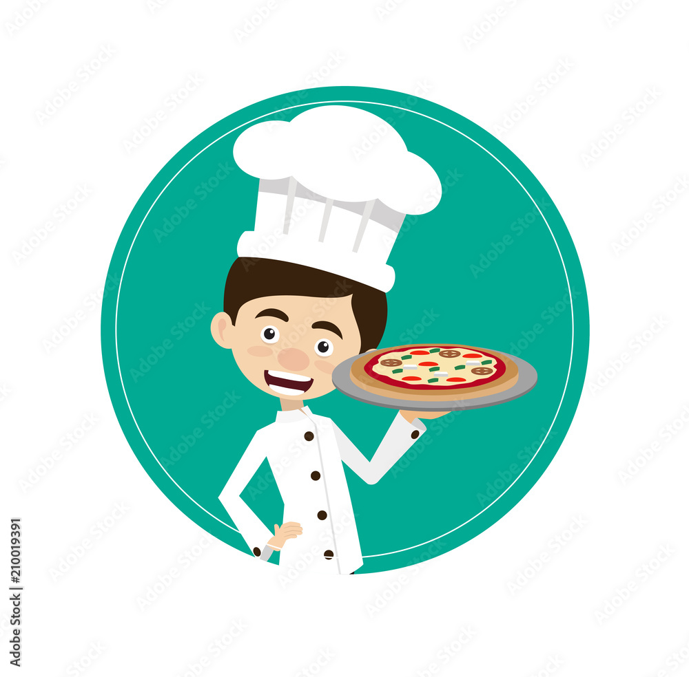 Chef Vector Illustration Design - circular background Chef Vector Illustration Design - circular background