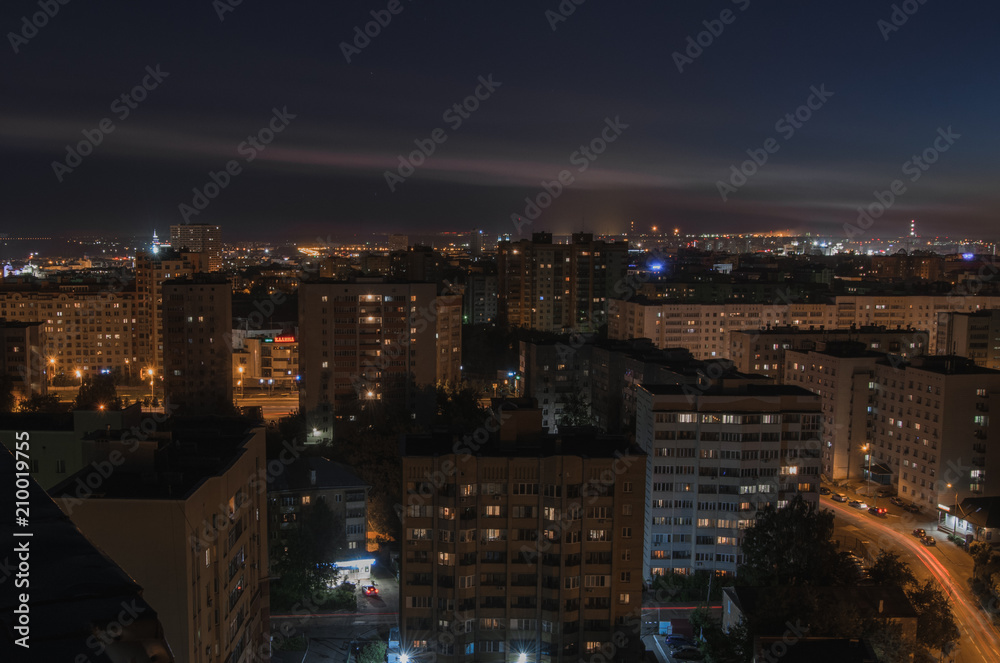 Aerial view of night city: Kazan, Russia Aerial view of night city: Kazan, Russia