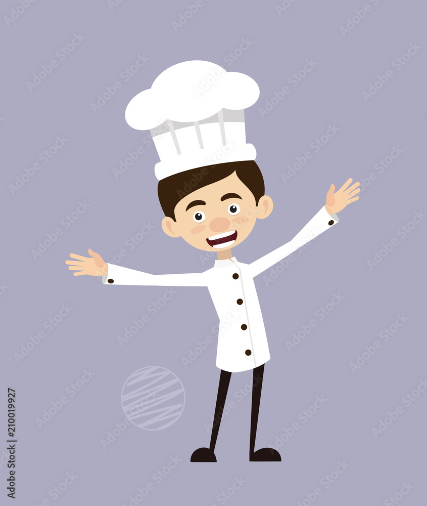Naklejka premium Chef Vector Illustration Design - waving hand