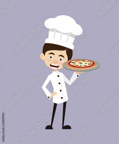 Chef Vector Illustration Design -  Pizza selling