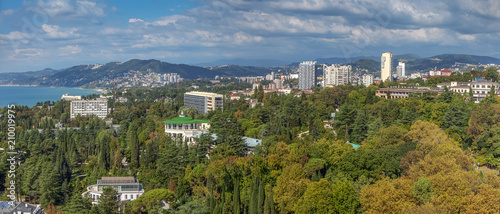 SOCHI, RUSSIA - OCTOBER 3, 2017: Panoramic view of the city. © Sivenkov