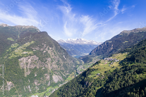 Aerial shot  Val Poschiavo. Switzerland