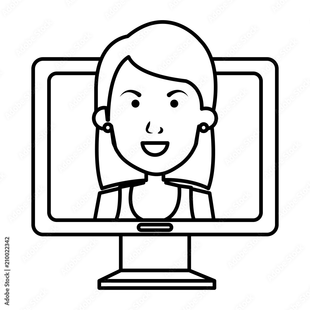 woman with computer icon vector illustration design woman with computer icon vector illustration design
