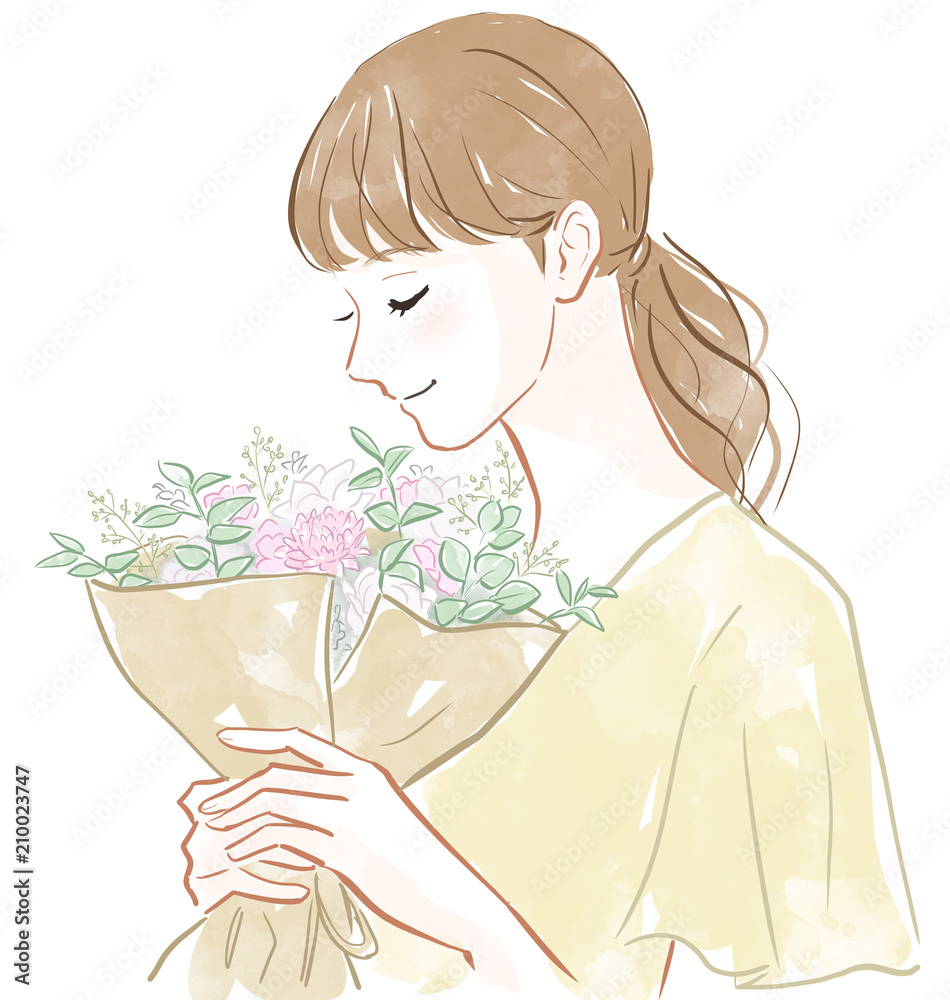 花束を持つ女性 Stock イラスト Adobe Stock