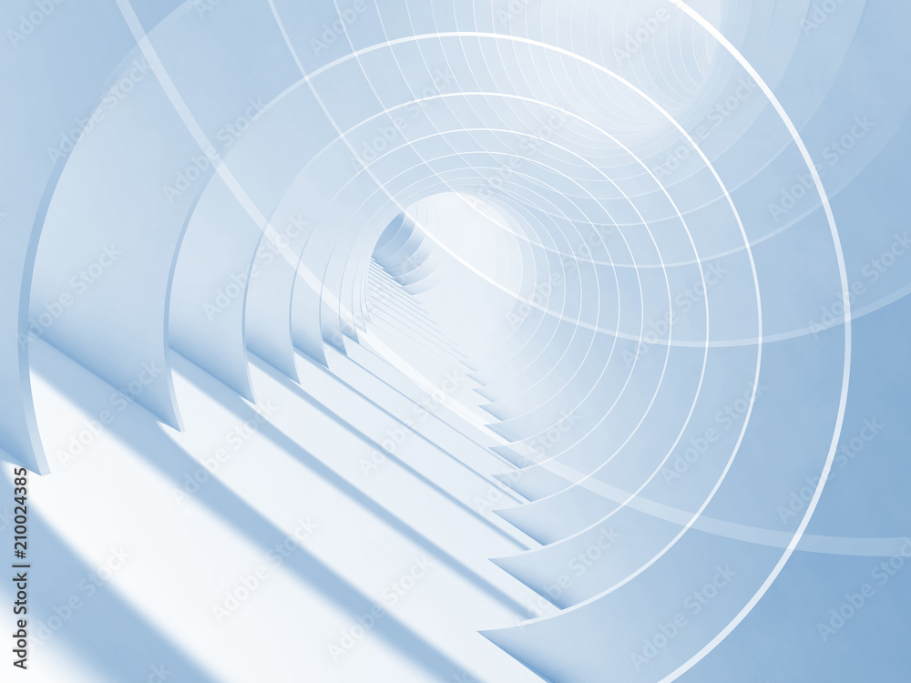Abstract blue white minimal tunnel 3d Abstract blue white minimal tunnel 3d