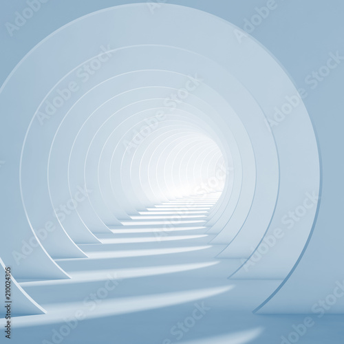Fototapeta Naklejka Na Ścianę i Meble -  Abstract blue corridor interior. Minimal 3d