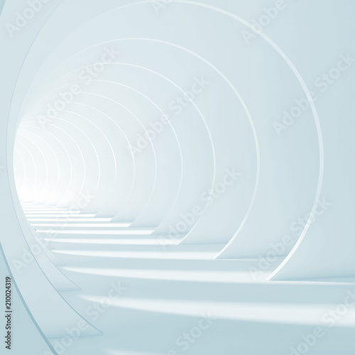Fototapeta Naklejka Na Ścianę i Meble -  3d white corridor with round sections