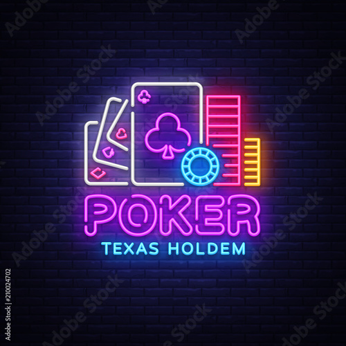 Tableau sur toile Poker neon sign design vector template