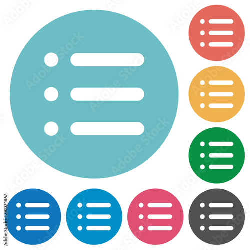 Unordered list flat round icons