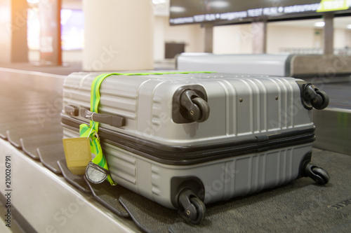 Luggage on the belt in the airport