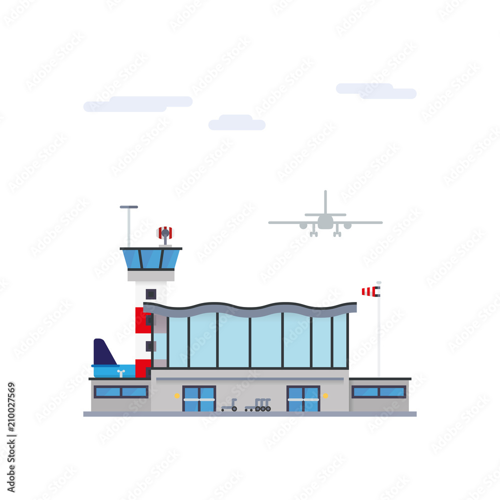 Airport flat design vector illustration