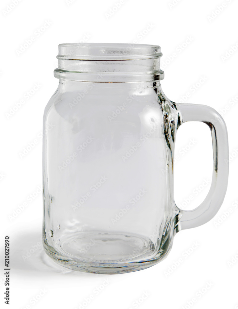 Blank glass jar, mason jar. Isolated on a white background.