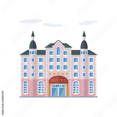 Grand Hotel flat design vector illustration