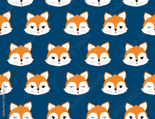 Fox seamless pattern. Vector illustration