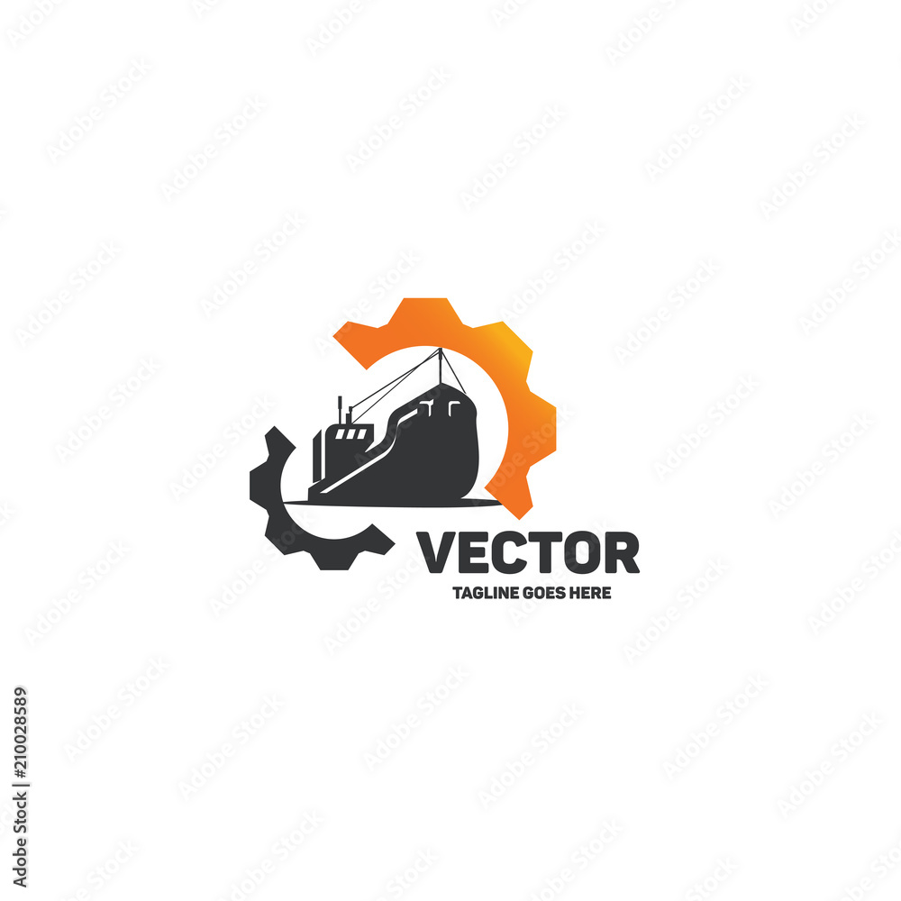 Vector ship dry cargo logo.