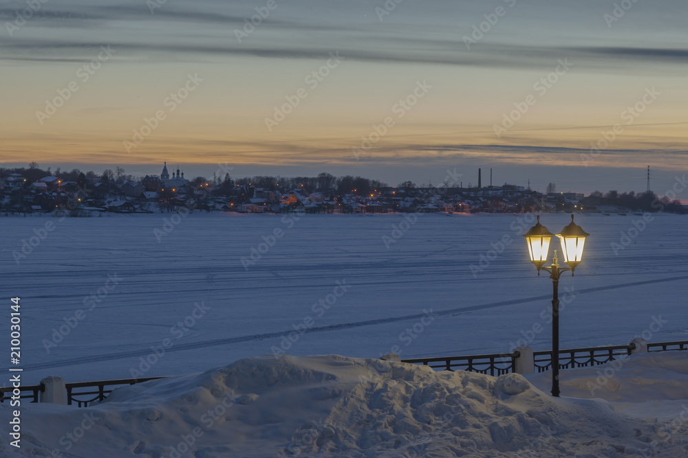 Old Russian town in winter