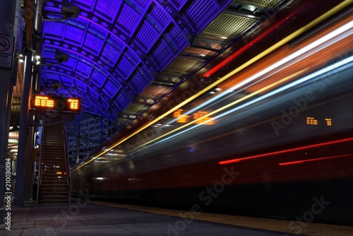 San Diego Trolly Leaving Downtown. 